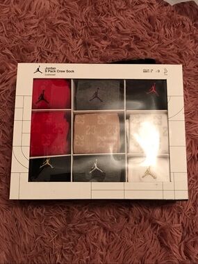 Jordan 9-Pack Crew Socks - Red, Black, Gray, White, Tan